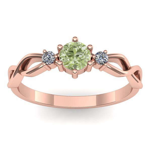 Inel logodna cu diamant de laborator verde rotund