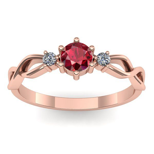 Inel de logodna cu rubin rotund