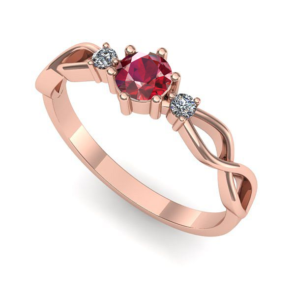 Inel din aur roz cu rubin