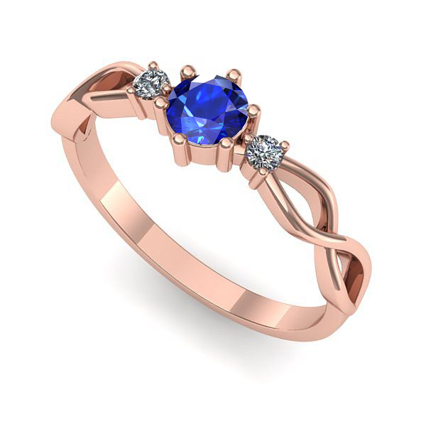 Inel din aur roz cu safir