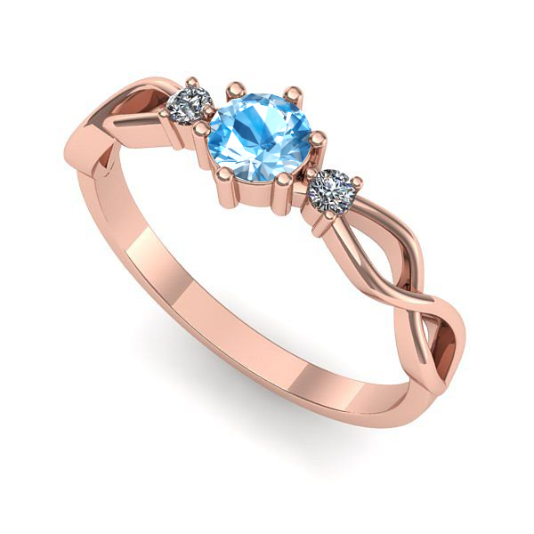 Inel din aur roz cu topaz blue