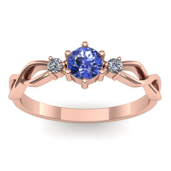 Inel de logodna cu tanzanit rotund
