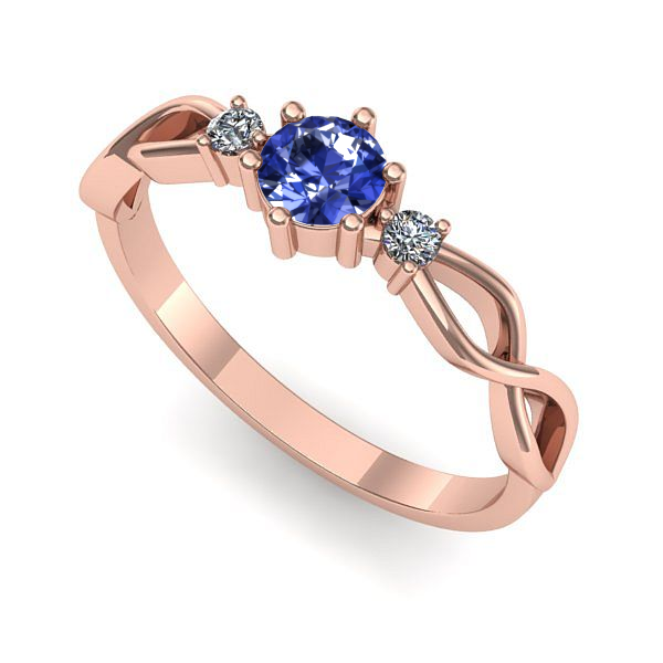 Inel din aur roz cu tanzanit