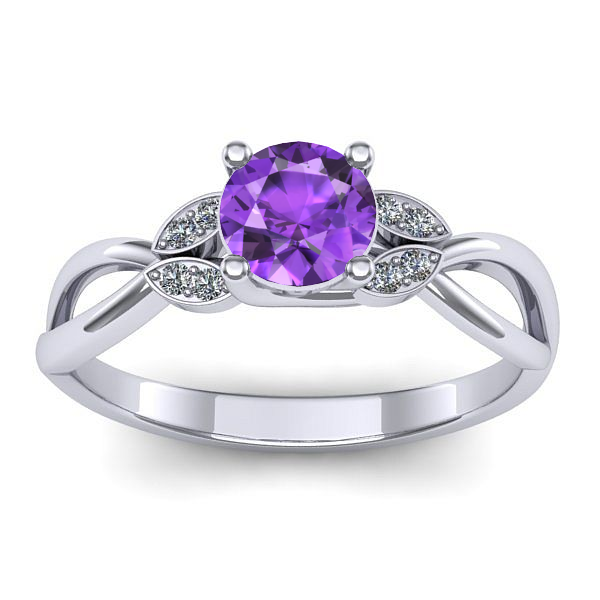Inel de logodna cu ametist rotund