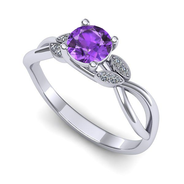 Inel din aur alb cu ametist