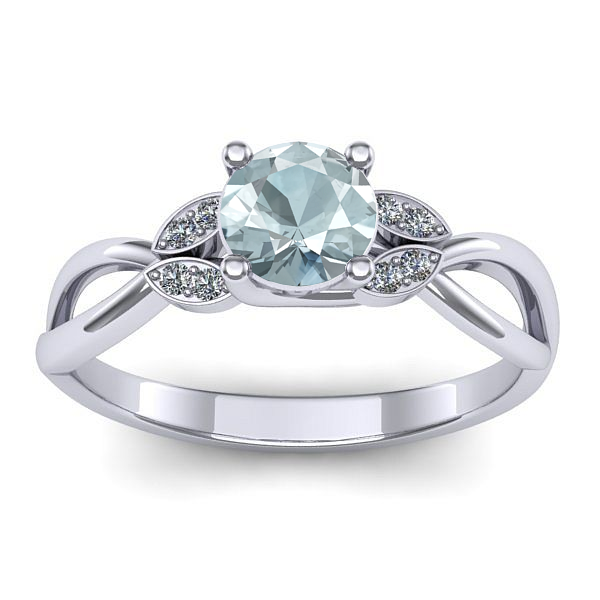 Inel de logodna cu aquamarin rotund