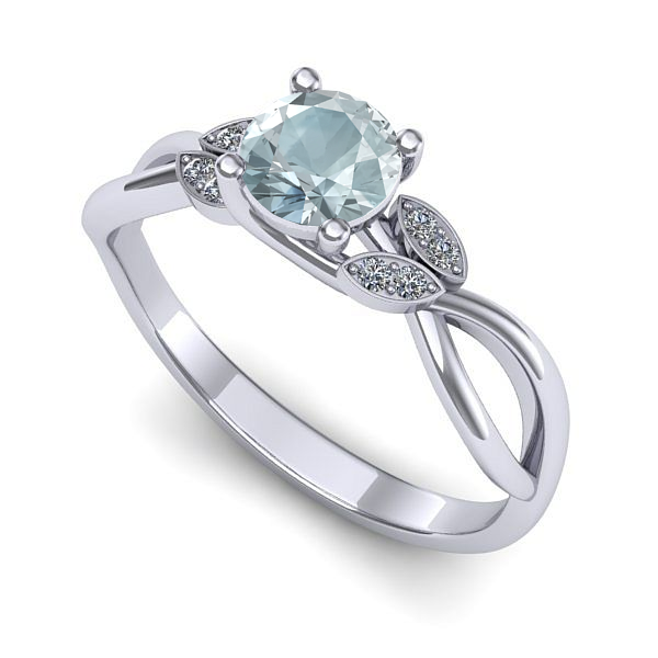 Inel din aur alb cu aquamarin