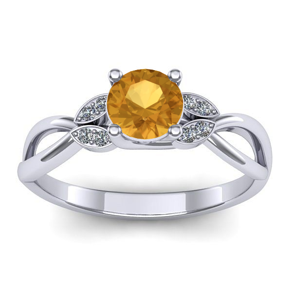 Inel logodna cu citrin rotund