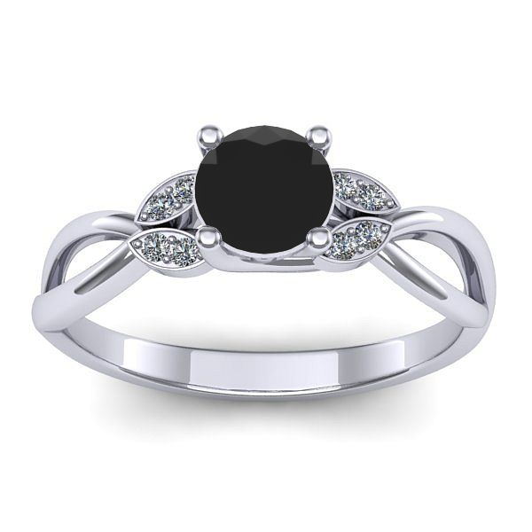 Inel cu diamant negru rotund