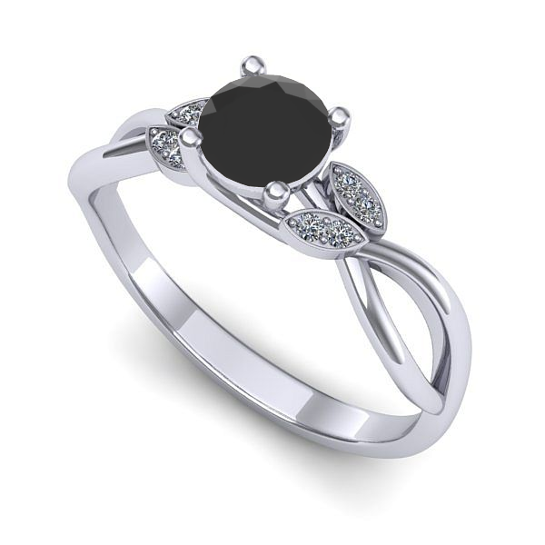 Inel de logodna din aur alb cu diamant negru