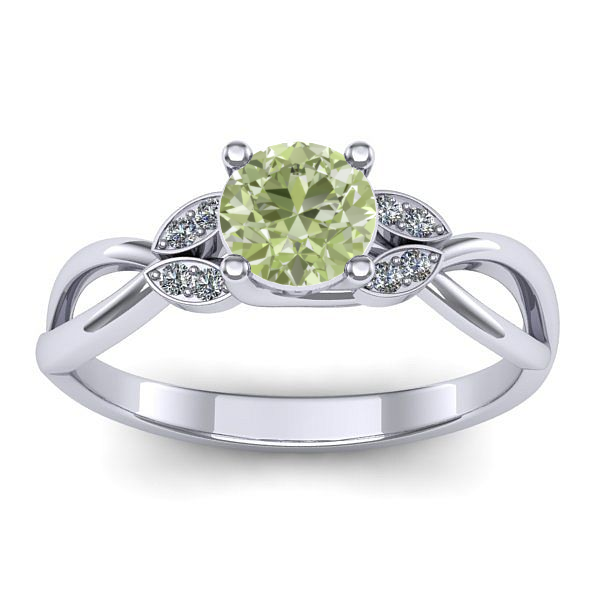 Inel logodna cu diamant de laborator verde rotund
