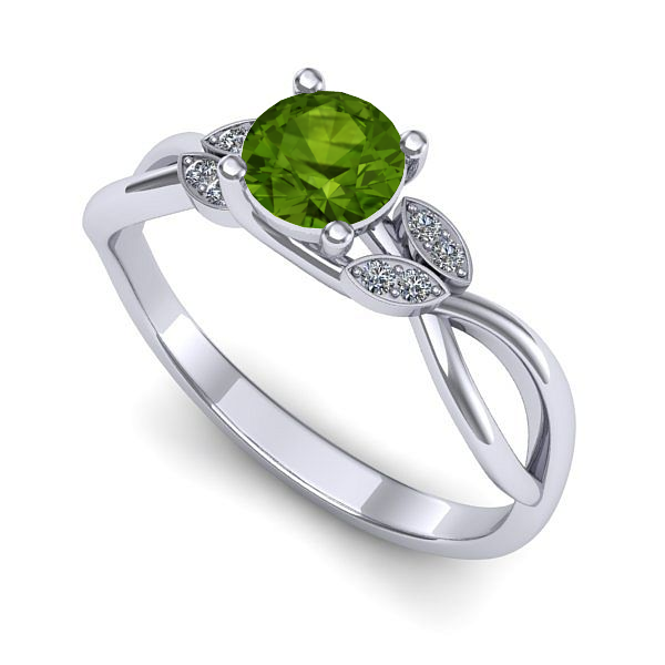 Inel de logodna din aur alb cu peridot