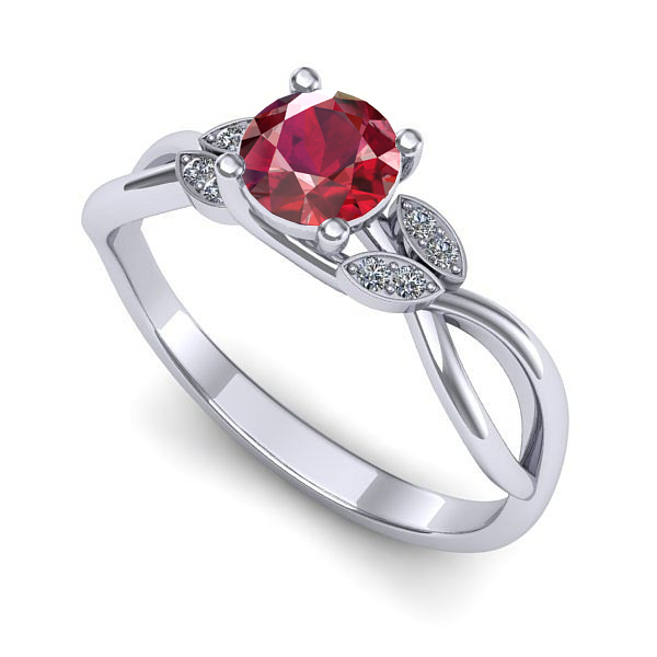 Inel de logodna din aur alb cu rubin