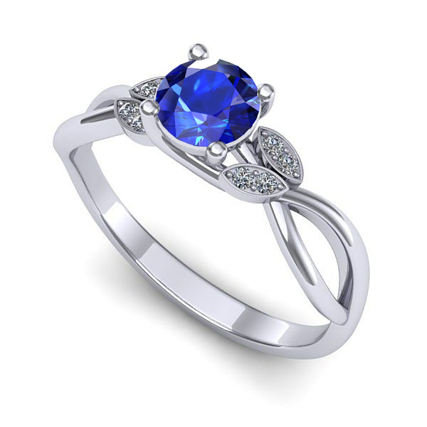 Inel de logodna din aur alb cu safir