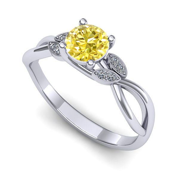 Inel din aur alb cu safir galben