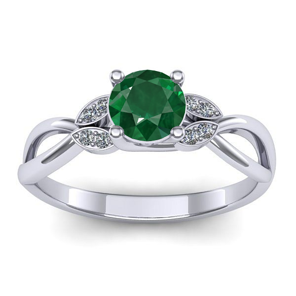 Inel de logodna cu smarald rotund