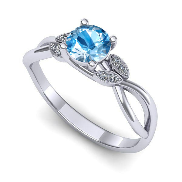 Inel de logodna din aur alb cu topaz blue