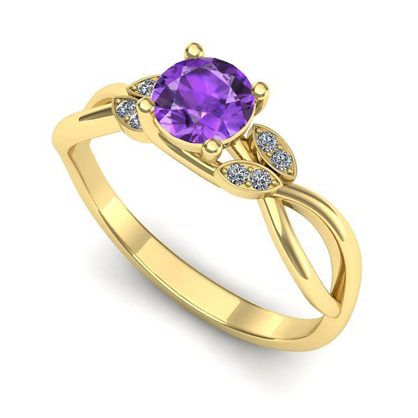 Inel de logodna din aur galben cu ametist