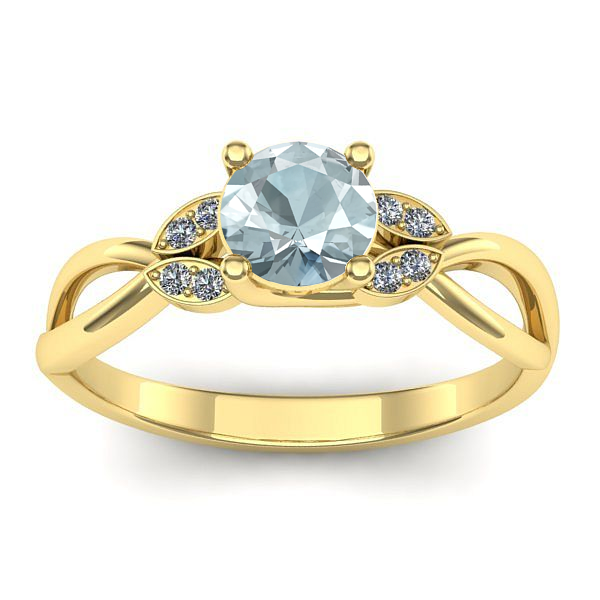 Inel de logodna cu aquamarin rotund