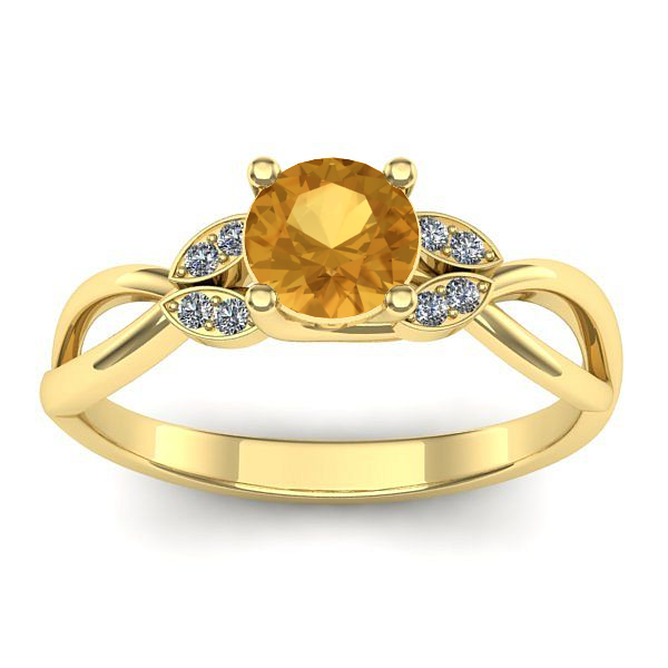 Inel logodna cu citrin rotund