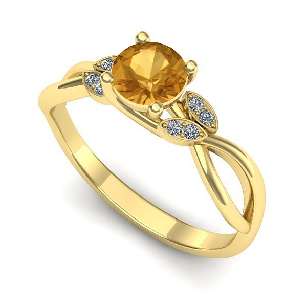 Inel logodna din aur galben cu citrin