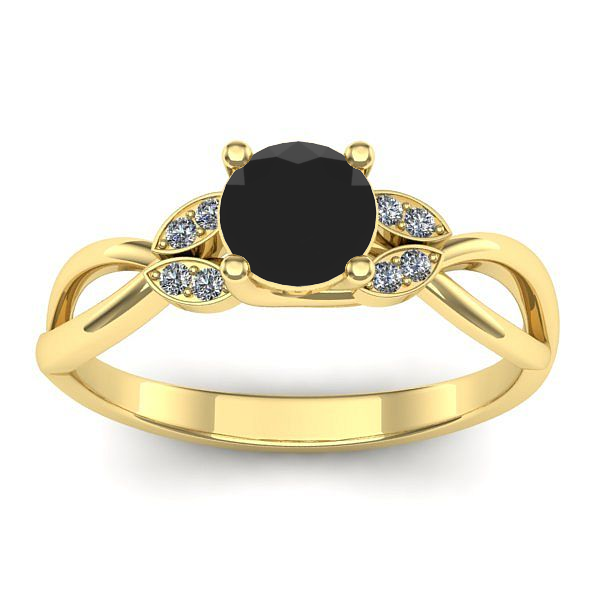 Inel logodna cu diamant negru rotund