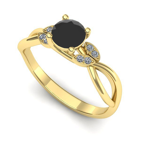 Inel de logodna din aur galben cu diamant negru