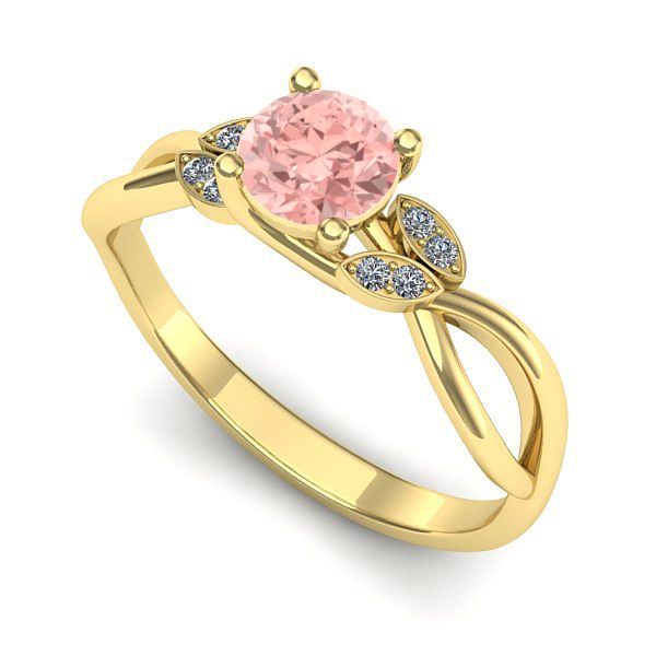 Inel de logodna din aur galben cu diamant de laborator roz