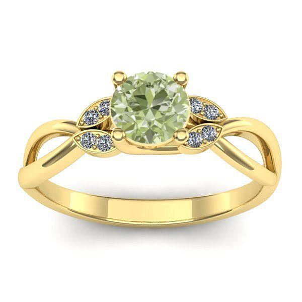Inel cu diamant de laborator verde rotund