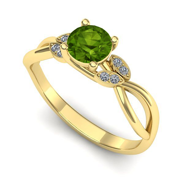 Inel logodna din aur galben cu peridot