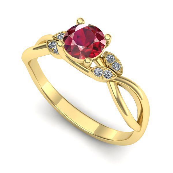 Inel din aur galben cu rubin