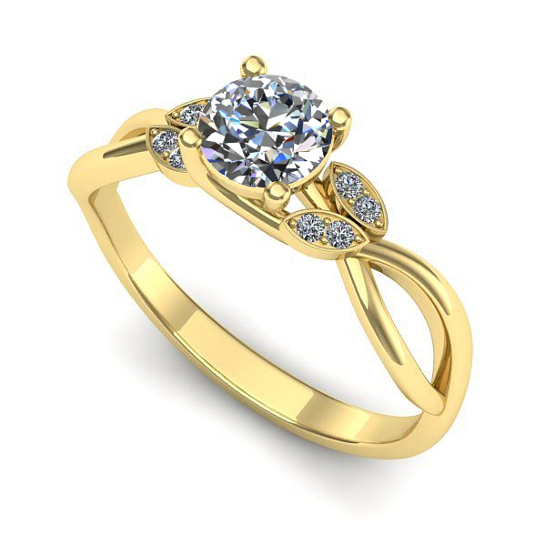 Inel din aur galben cu safir alb