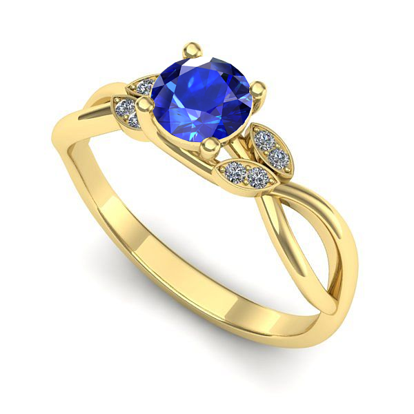 Inel de logodna din aur galben cu safir