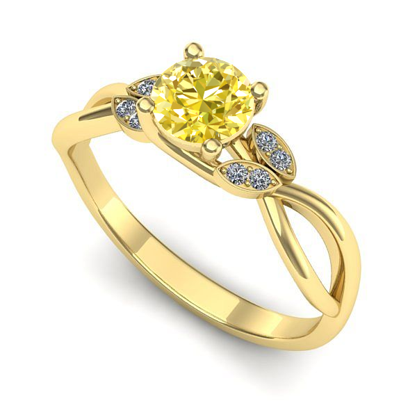 Inel logodna din aur galben cu safir galben