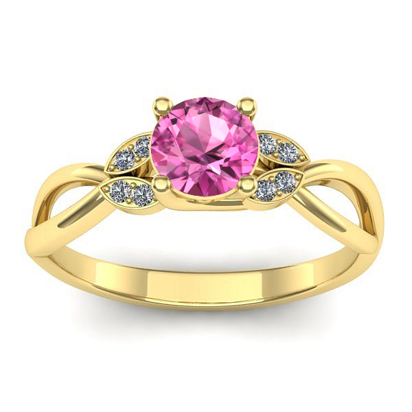 Inel cu safir roz rotund