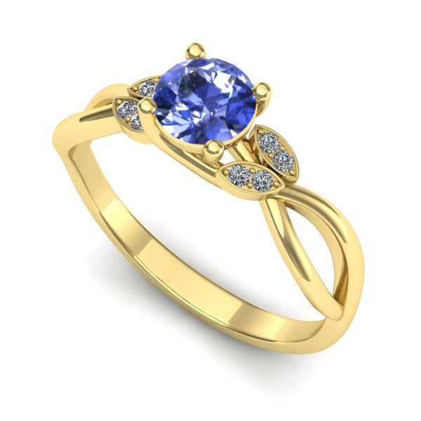 Inel de logodna din aur galben cu tanzanit