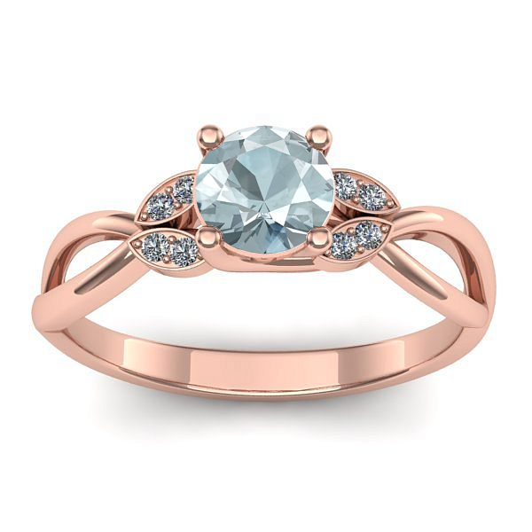 Inel cu aquamarin rotund