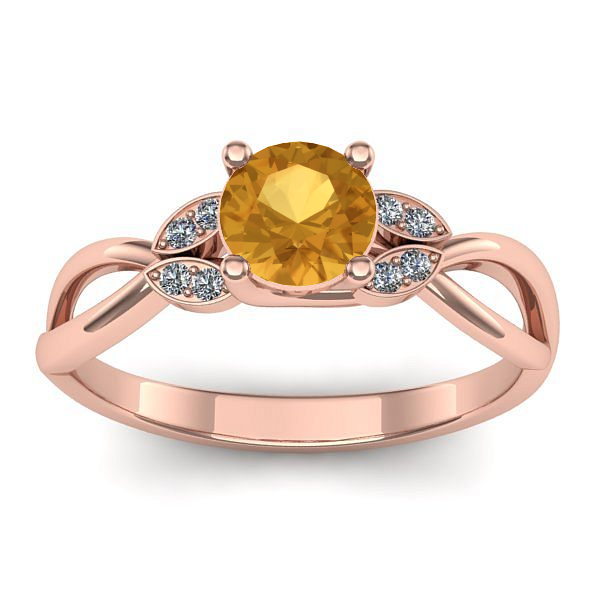 Inel logodna cu citrin rotund