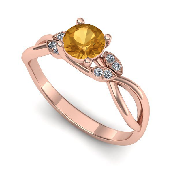 Inel din aur roz cu citrin