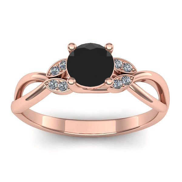 Inel logodna cu diamant negru rotund
