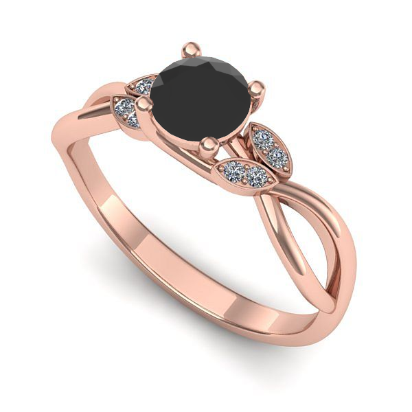 Inel logodna din aur roz cu diamant negru