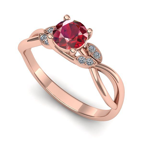 Inel de logodna din aur roz cu rubin