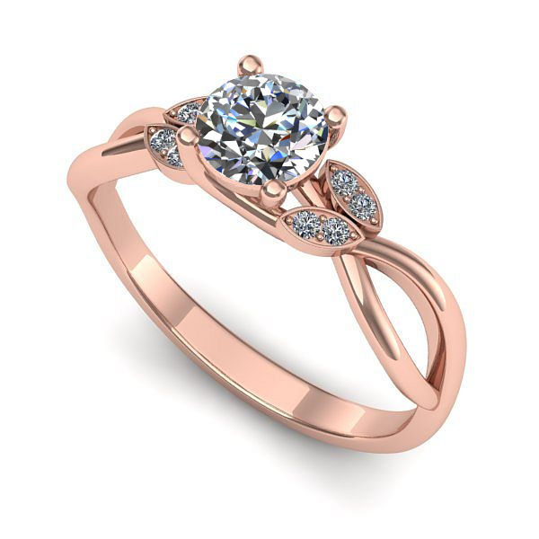 Inel de logodna din aur roz cu safir alb