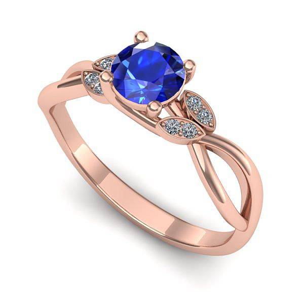 Inel logodna din aur roz cu safir