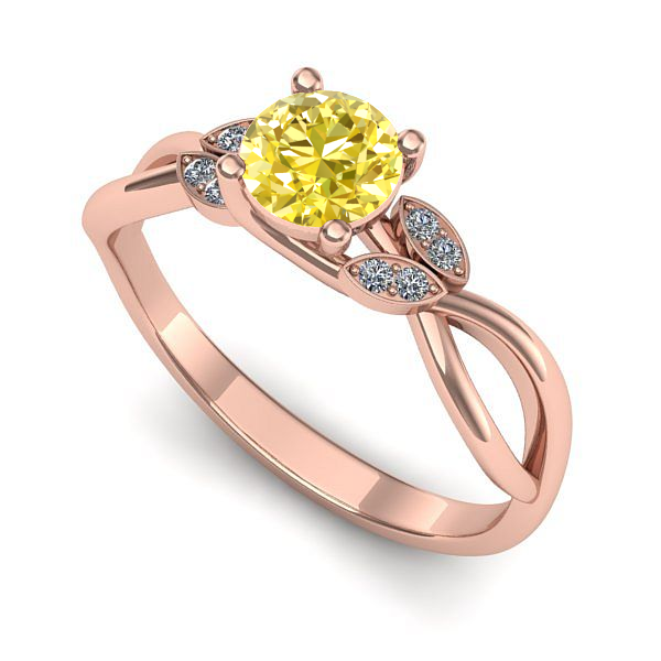 Inel din aur roz cu safir galben