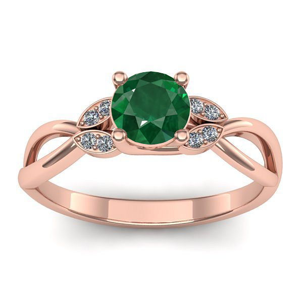 Inel logodna cu smarald rotund