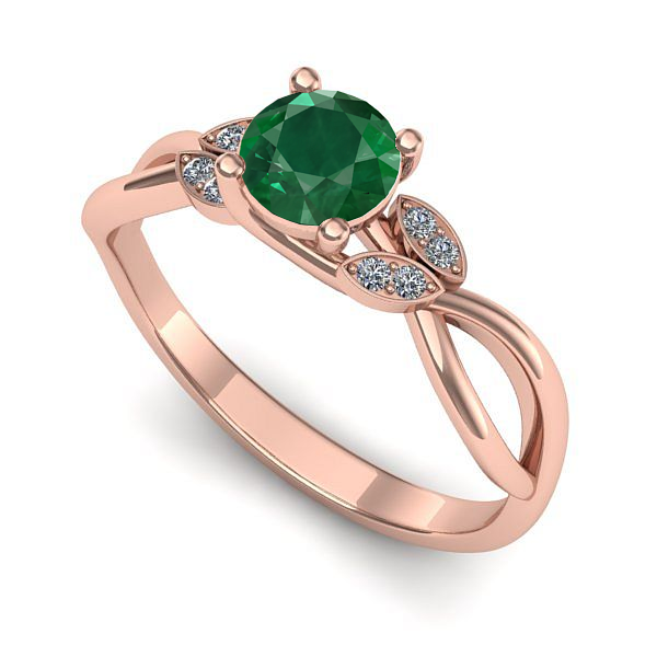 Inel din aur roz cu smarald