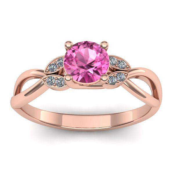 Inel de logodna cu safir roz rotund