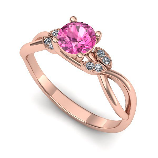 Inel logodna din aur roz cu safir roz