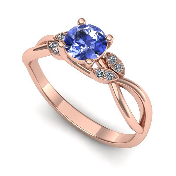 Inel de logodna din aur roz cu tanzanit